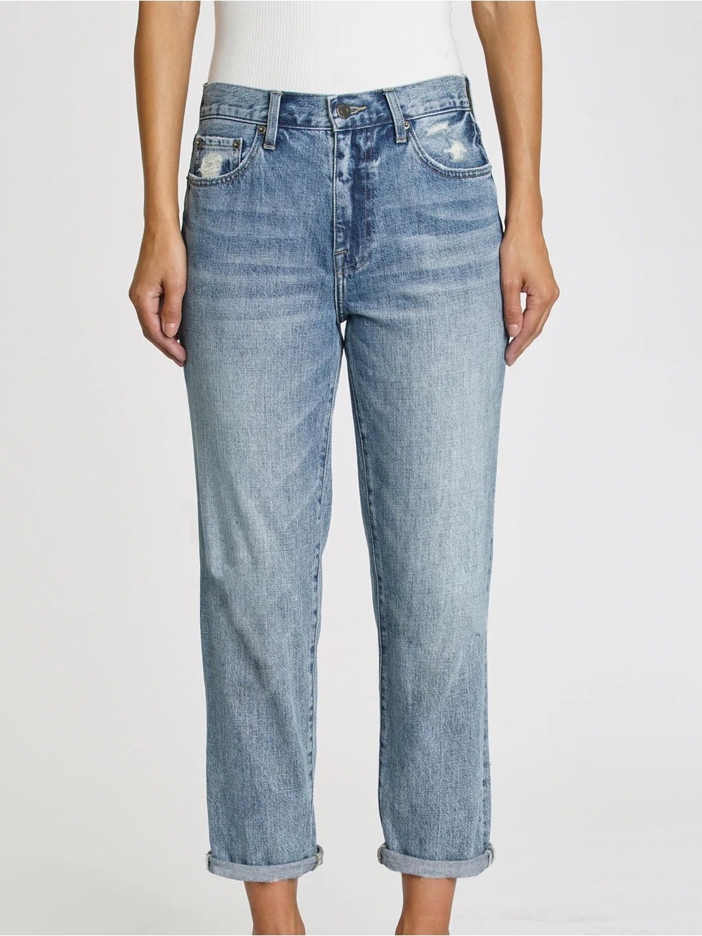 Pistola Presley high rise relaxed roller Jeans - mid wash - 27